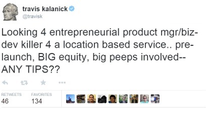 Travis Kalanick tweet about Uber app idea