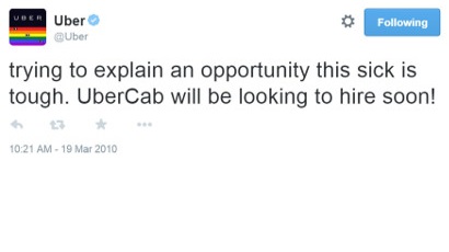 Travis Kalanick first tweet about UberCab startup